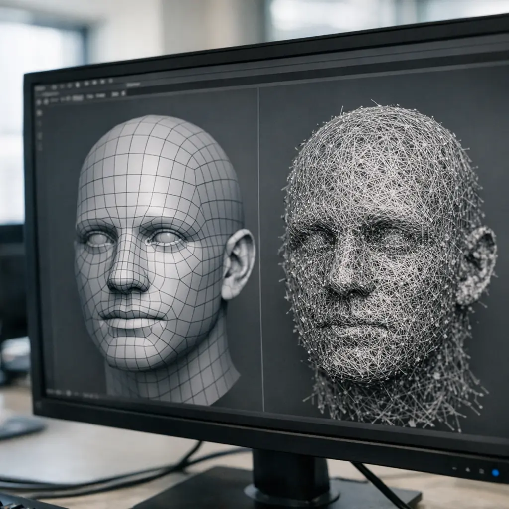 Clean topology is fundamental for production-ready 3D models. Compare the refined mesh (left) to the raw, noisy mesh (right).