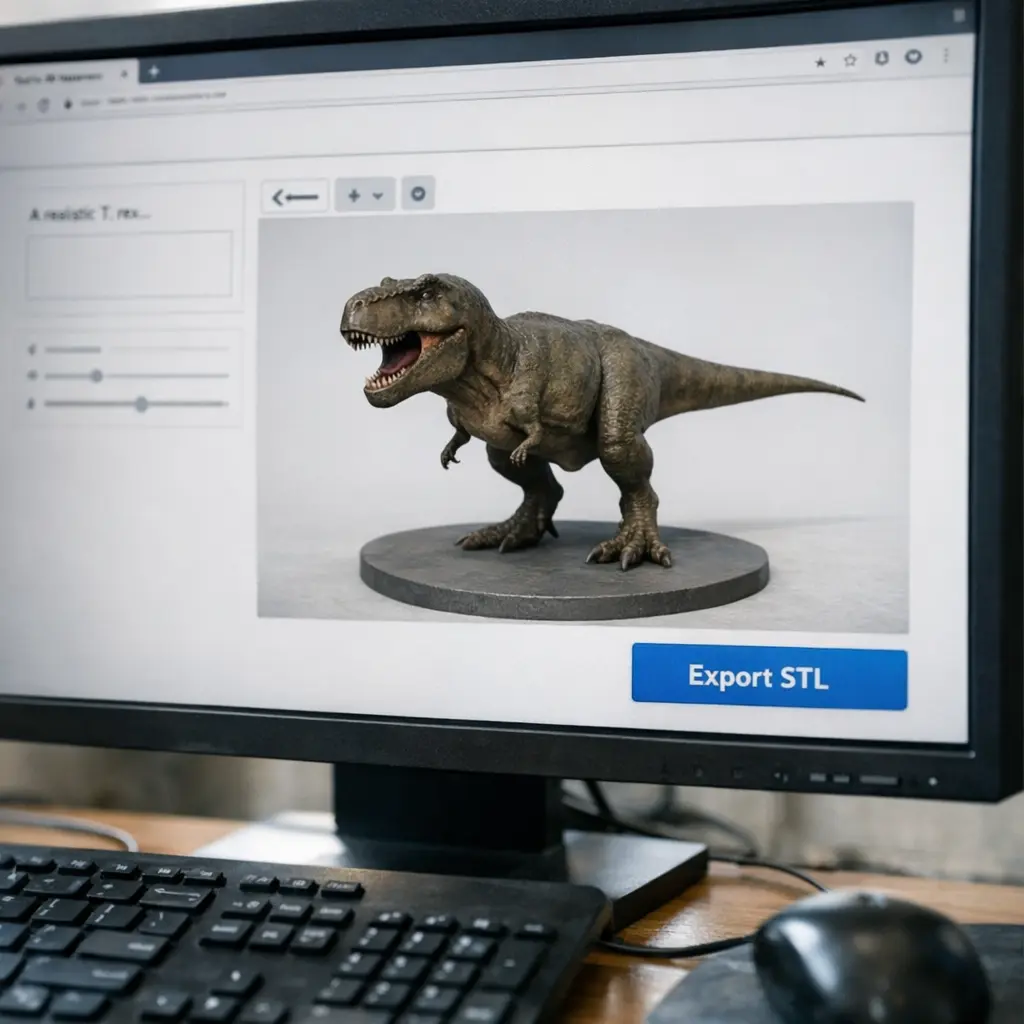 Modern browser-based text-to-3D workflow for generating STL files instantly.
