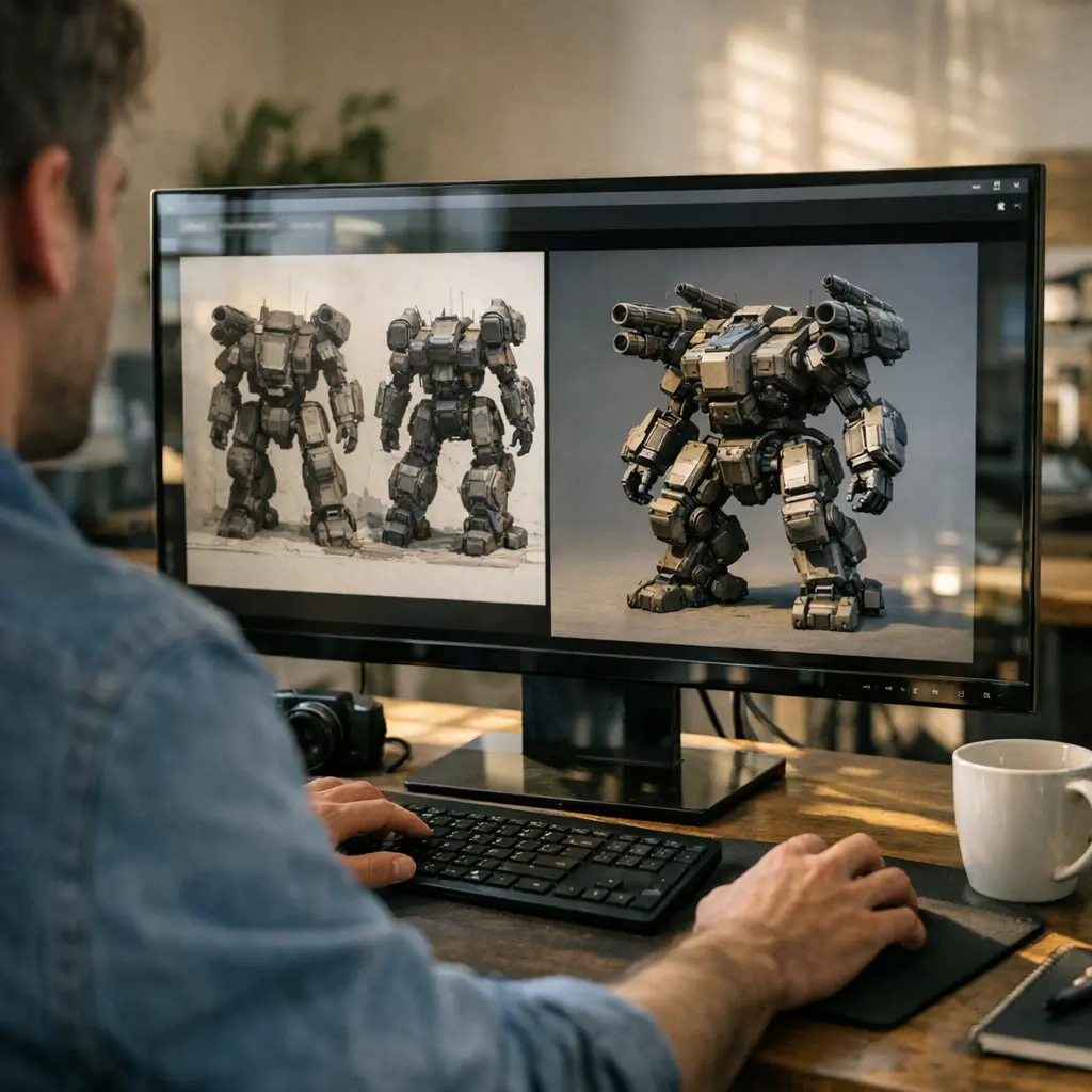Browser-native 3D workflows allow direct asset generation from concept art to export-ready models, all inside a single integrated workspace.