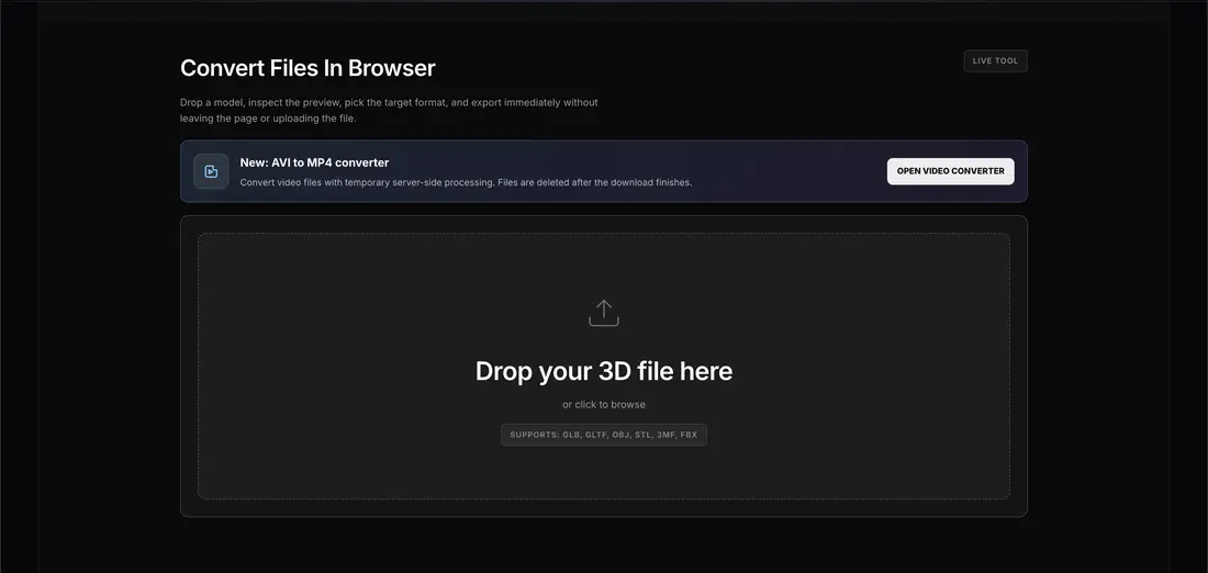 Converting AVI to MP4 for browser-based video workflows and AI animation preparation.
