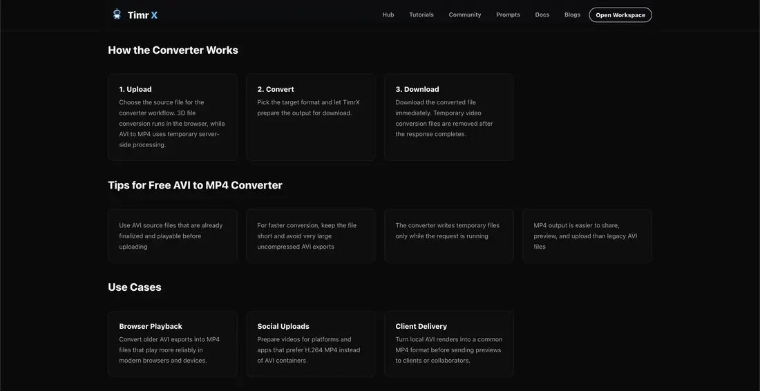 Overview: How the TimrX Converter works in the browser to handle images, videos, and 3D assets.