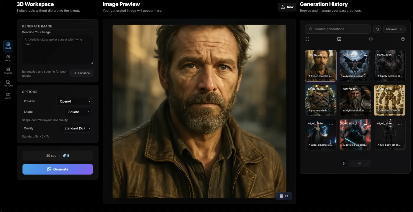 A highly realistic AI-generated portrait of a middle-aged man, created in TimrX. Note the cinematic lighting and photographic detail.